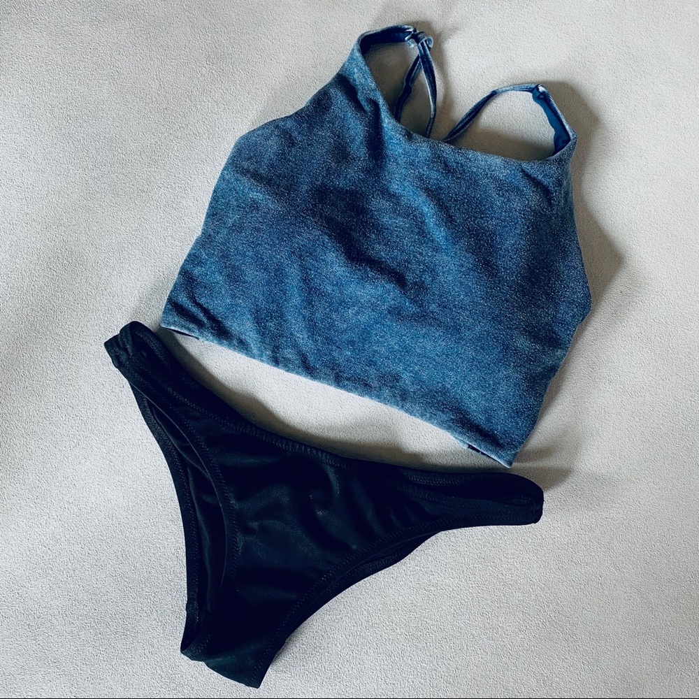 High Neck Open Back Bathing Suit Top